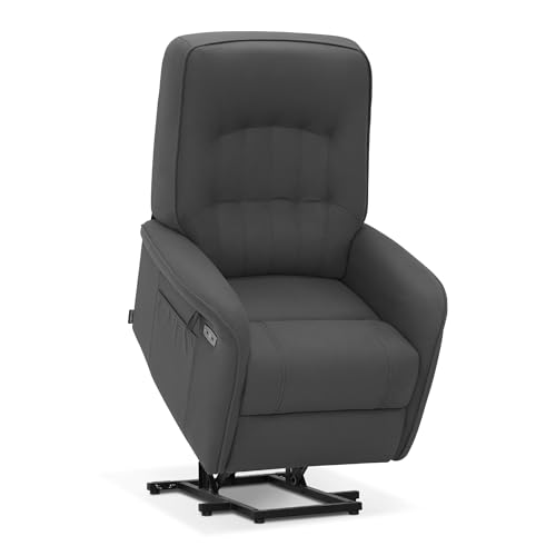 M MCombo Fernsehsessel mit Aufstehhilfe Elektrisch 2 Motoren, mit Massage & Heizung, Relaxsessel mit Liegefunktion bis 160° 35D Vollschaum-Sitzkissen 7584 (Mikrofaser, Grau) von M MCombo