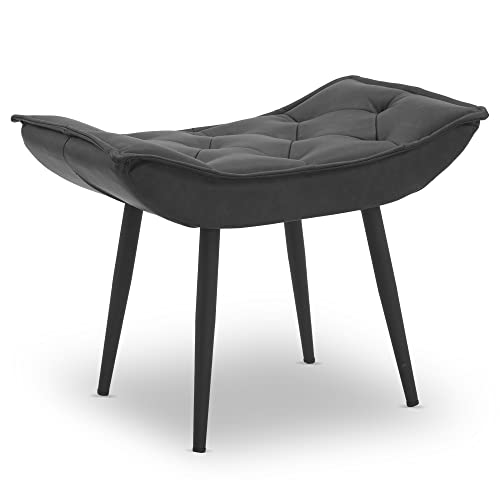 M MCombo Sitzhocker Fußstütze mit Metallbeinen, Eleganter Hocker Ottoman Schminktisch für Wohnzimmer Schlafzimmer, Quadratisch 40 * 69 cm, Kunstleder,4778-2 (Dunkelgrau) von M MCombo