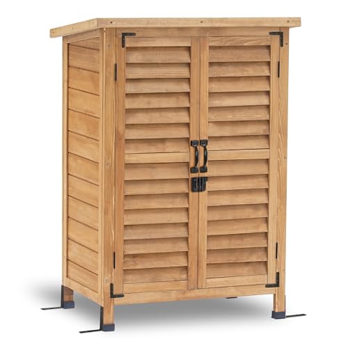 MCombo Gartenschrank Geräteschuppen Werkzeugschrank Outdoor-Schrank Gartenbox 0690, aus Holz Natur, 47 X 63 X 96 cm von M MCombo