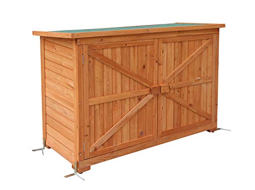 MCombo Gartenschrank Geräteschuppen Werkzeugschrank Outdoor-Schrank Gartenbox 1280 aus Holz Natur, 50 X 128 X 88 cm von M MCombo