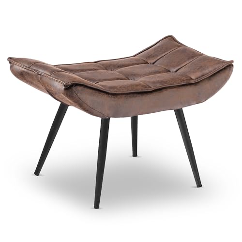 MCombo Sitzhocker Fußstütze mit Metallbeinen, Eleganter Hocker Ottoman Schminktisch für Wohnzimmer Schlafzimmer, Quadratisch 40 * 69 cm, 4779-2 (Braun-Mikrofaser) von M MCombo