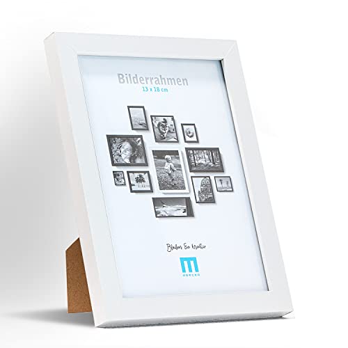M MERCEO 13x18cm (1Stk) in Weiß, minimalistischer & moderner Bilderrahmen für Fotos & Bilder. Inkl. Acrylglasschutz. Eignet sich als Tisch-Aufsteller und für die Wand, Hochformat oder Querformat von M MERCEO