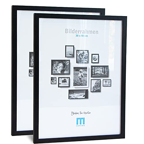 2 Stk. Bilderrahmen 30x40cm in schwarz aus MDF, minimalistisch & modern für Fotos & Bilder. Inkl. Acrylglasschutz. Eignet sich als Tisch-Aufsteller und für die Wand, Hochformat oder Querformat. von M MERCEO