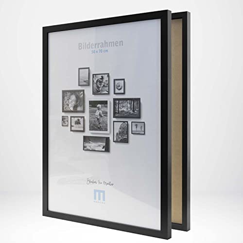 2 Stk. Bilderrahmen 50x70cm in schwarz aus MDF, minimalistisch & modern für Fotos & Bilder. Inkl. Acrylglasschutz. Eignet sich als Tisch-Aufsteller und für die Wand, Hochformat oder Querformat. von M MERCEO