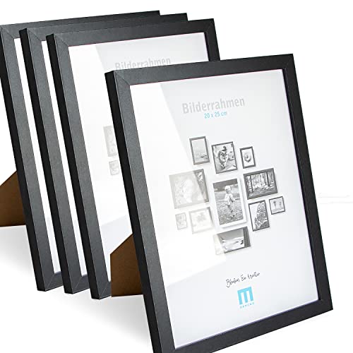 4 Stk. Bilderrahmen 20x25cm in schwarz aus MDF, minimalistisch & modern für Fotos & Bilder. Inkl. Acrylglasschutz. Eignet sich als Tisch-Aufsteller und für die Wand, Hochformat oder Querformat. von M MERCEO