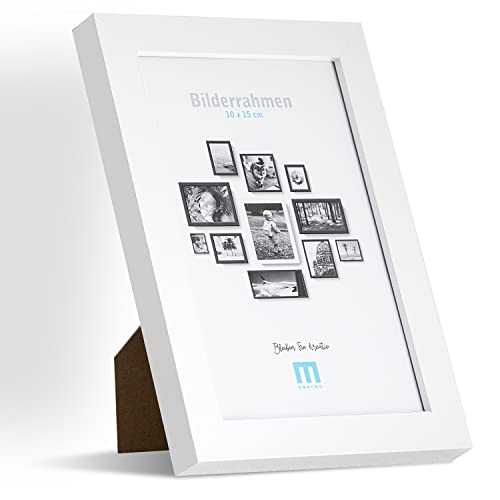 M MERCEO 10x15cm (1Stk) in Weiß, minimalistischer & moderner Bilderrahmen für Fotos & Bilder. Inkl. Acrylglasschutz. Eignet sich als Tisch-Aufsteller und für die Wand, Hochformat oder Querformat von M MERCEO