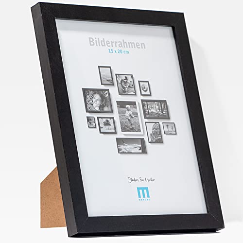 M MERCEO 15x20cm (1Stk) in Schwarz, minimalistischer & moderner Bilderrahmen für Fotos & Bilder. Inkl. Acrylglasschutz. Eignet sich als Tisch-Aufsteller und für die Wand, Hochformat oder Querformat von M MERCEO