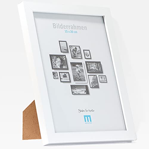 M MERCEO 15x20cm (1Stk) in Weiß, minimalistischer & moderner Bilderrahmen für Fotos & Bilder. Inkl. Acrylglasschutz. Eignet sich als Tisch-Aufsteller und für die Wand, Hochformat oder Querformat von M MERCEO