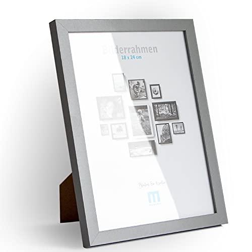 M MERCEO 18x24cm (1Stk) in Grau, minimalistischer & moderner Bilderrahmen für Fotos & Bilder. Inkl. Acrylglasschutz. Eignet sich als Tisch-Aufsteller und für die Wand, Hochformat oder Querformat von M MERCEO