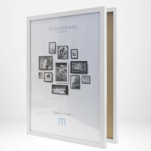 M MERCEO 2 STK. Bilderrahmen 50x70cm in weiß aus MDF, minimalistisch & modern für Fotos & Bilder. Inkl. Acrylglasschutz. Eignet Sich als Tisch-Aufsteller und für die Wand, Hochformat oder Querformat. von M MERCEO