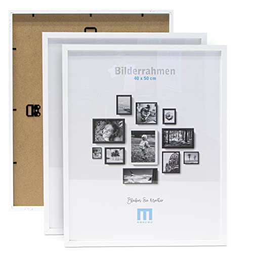M MERCEO 2 Stk. Bilderrahmen 40x50cm in weiß aus MDF, minimalistisch & modern für Fotos & Bilder. Inkl. Acrylglasschutz. Eignet sich als Tisch-Aufsteller und für die Wand, Hochformat oder Querformat. von M MERCEO