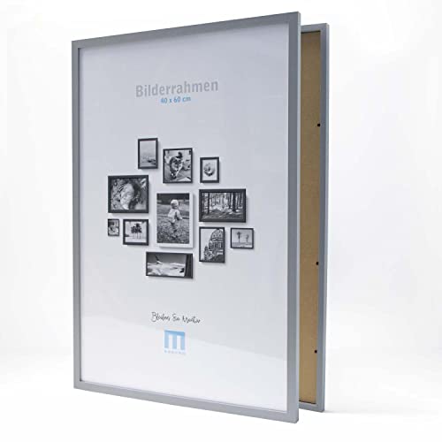 M MERCEO 2 Stück Bilderrahmen Set - moderner Fotorahmen - edle Wanddekoration - Holzrahmen für Fotos - Rahmen aus Holz in Grau - 40 cm x 60 cm von M MERCEO