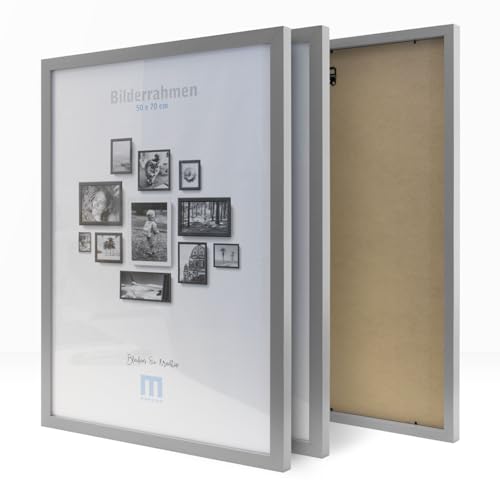 M MERCEO 3 Stk. Bilderrahmen 50x70cm in grau aus MDF, minimalistisch & modern für Fotos & Bilder. Inkl. Acrylglasschutz. Eignet sich als Tisch-Aufsteller und für die Wand, Hochformat oder Querformat. von M MERCEO