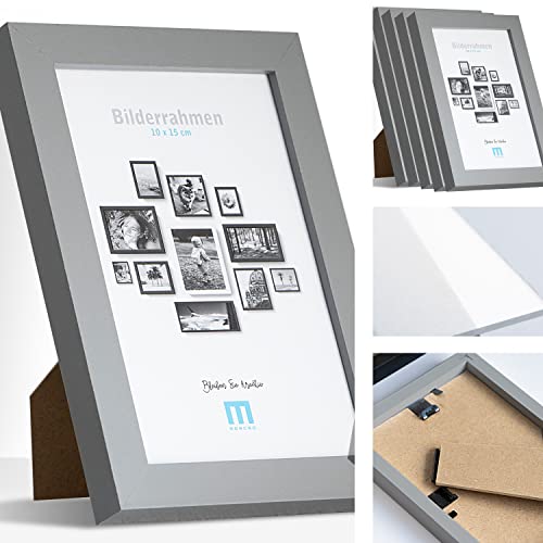 M MERCEO 6 STK. Bilderrahmen 10x15cm in grau aus MDF, minimalistisch & modern für Fotos & Bilder. Inkl. Acrylglasschutz. Eignet Sich als Tisch-Aufsteller und für die Wand, Hochformat oder Querformat. M MERCEO 6 STK. Bilderrahmen 10x15cm in grau aus MDF, minimalistisch & modern für Fotos & Bilder. Inkl. Acrylglasschutz. Eignet Sich als Tisch-Aufsteller und für die Wand, Hochformat oder Querformat. von M MERCEO