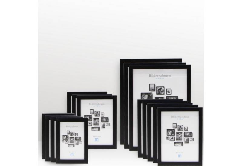 M MERCEO Bilderrahmen, 15-tlg. Bilderrahmen-Set Schwarz (10x15cm bis 21x30cm) von M MERCEO