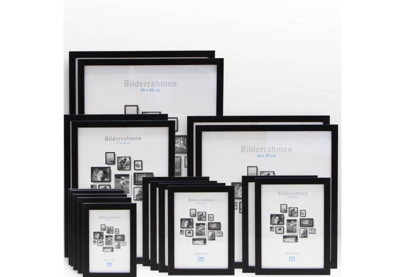 M MERCEO Bilderrahmen, 17-tlg. Bilderrahmen-Set Schwarz (10x15cm bis 30x40cm) von M MERCEO