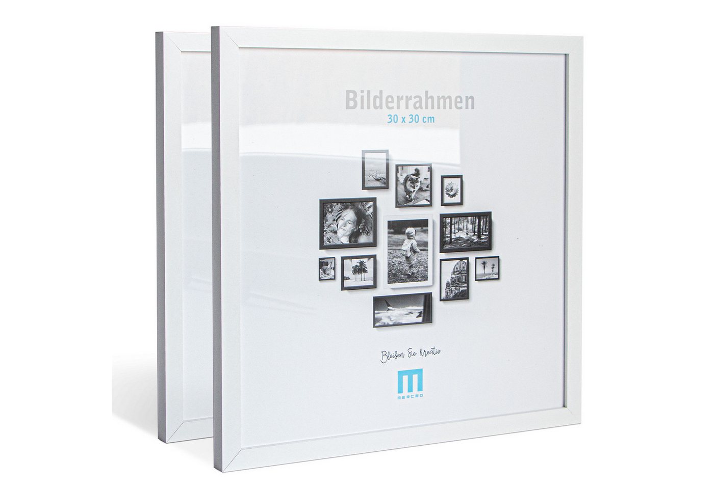 M MERCEO Bilderrahmen, 2er Set 30x30cm Bilderrahmen in weiß (MDF, Acrylglas, Wandhalterung) von M MERCEO