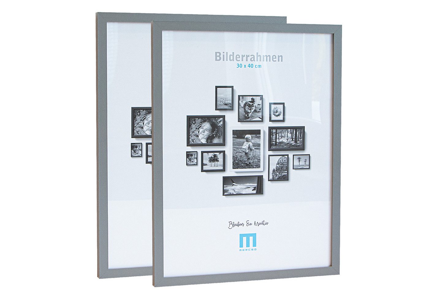 M MERCEO Bilderrahmen, 2er Set 30x40cm Bilderrahmen in grau (MDF, Acrylglas, Wandhalterung) von M MERCEO