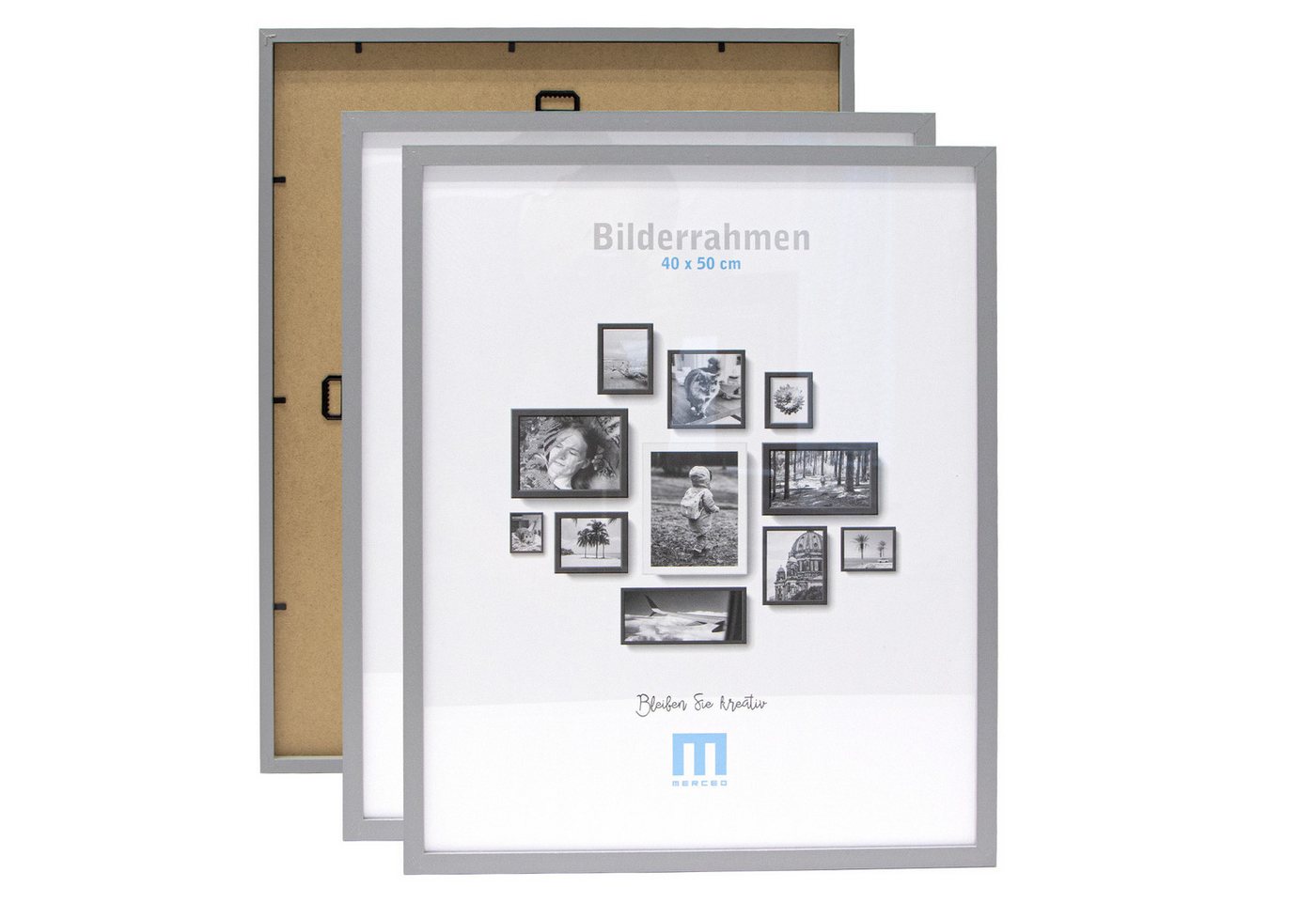 M MERCEO Bilderrahmen, 2er Set 40x50cm Bilderrahmen in grau (MDF, Acrylglas, Wandhalterung) von M MERCEO