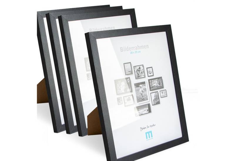 M MERCEO Bilderrahmen, 4er Set 20x25cm Bilderrahmen in schwarz (MDF, Acrylglas, aufstellbar) von M MERCEO