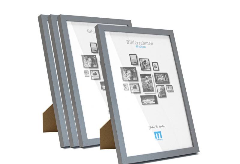 M MERCEO Bilderrahmen, 4er Set 21x30cm Bilderrahmen in grau (A4, MDF, Acrylglas) von M MERCEO