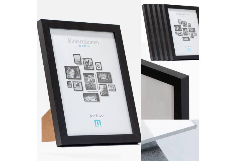 M MERCEO Bilderrahmen, 6er Set 15x20cm Bilderrahmen in schwarz (MDF, Acrylglas, aufstellbar) von M MERCEO