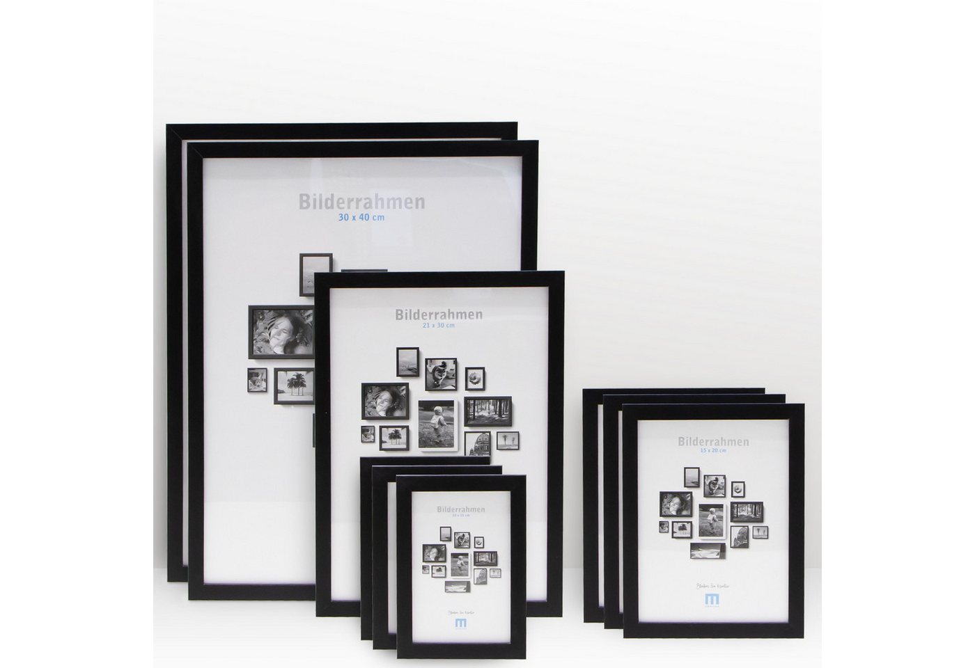 M MERCEO Bilderrahmen, 9-tlg. Bilderrahmen-Set Schwarz (10x15cm bis 30x40cm) von M MERCEO