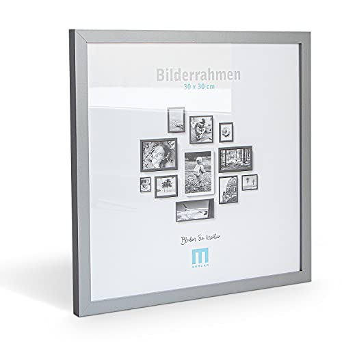 M MERCEO Zeitlos, moderner Bilderrahmen aus MDF, grau für 30x30 cm kleine Fotos und Bilder. Inkl. Acrylglasschutz. Er eignet sich als Tisch-Aufsteller und für die Wand, im Hochformat oder Querformat. von M MERCEO