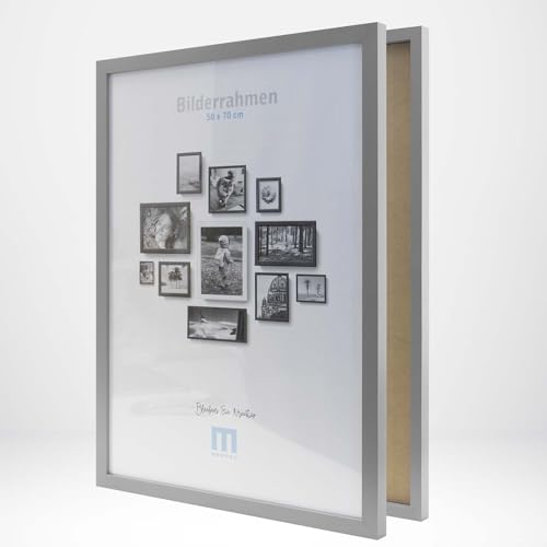M MERCEO Zeitlos, moderner Bilderrahmen aus MDF, grau für 50x70 cm kleine Fotos und Bilder. Inkl. Acrylglasschutz. Er eignet sich als Tisch-Aufsteller und für die Wand, im Hochformat oder Querformat. von M MERCEO