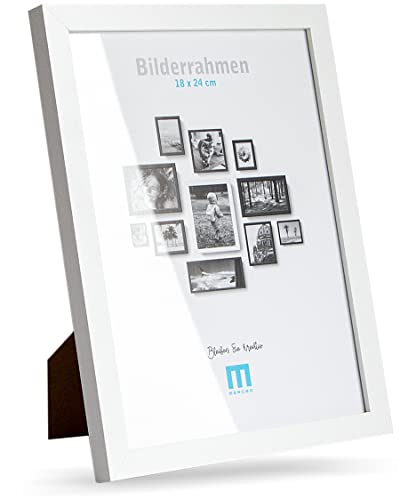 M MERCEO Zeitlos, moderner Bilderrahmen aus MDF, weiß für 18x24 cm kleine Fotos und Bilder. Inkl. Acrylglasschutz. Er eignet sich als Tisch-Aufsteller und für die Wand, im Hochformat oder Querformat. von M MERCEO