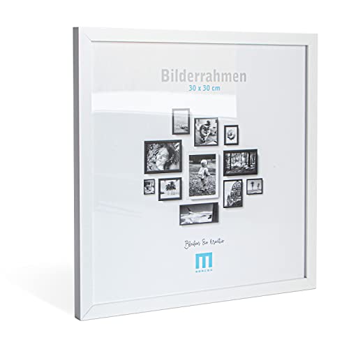 M MERCEO Zeitlos, moderner Bilderrahmen aus MDF, weiß für 30x30 cm kleine Fotos und Bilder. Inkl. Acrylglasschutz. Er eignet sich als Tisch-Aufsteller und für die Wand, im Hochformat oder Querformat. von M MERCEO