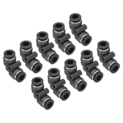 M METERXITY 10 Pack Pneumatisch Luft Winkel - 90 Grad Schieben Verbindung Luftanschlüsse Schnellverbindung Anwendung Rohrverbindung (6mm AD Schwarz) von M METERXITY