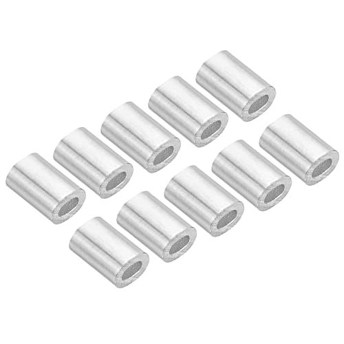 M METERXITY 100Stk Aluminium Crimp Schlaufenhülse Oval - 0.8mm Drahtseile Festigung für Garten Zaun (5x3.5mm) von M METERXITY