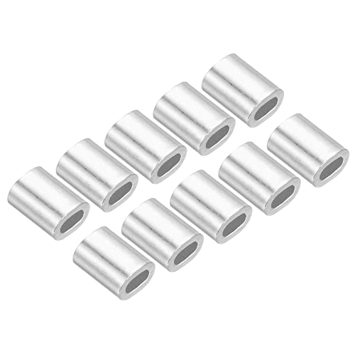 M METERXITY 100Stk Ovale Crimpen Hülse Aluminium 1mm Drahtseil Befestigung für Garten Zäune(5mm) von M METERXITY