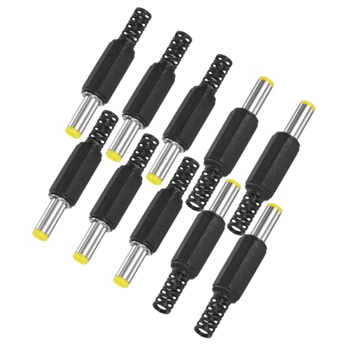 M METERXITY 10er-Pack DC-Männliche Stecker, 5,5x2,1mm Reiner Kupferkern Barrel-Stecker für Laptop/CCTV-Sicherheitskameras/Beleuchtungs-Netzteil DC-Adapter Löten Stromersatz [Gelb] von M METERXITY