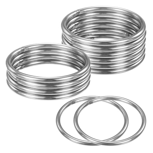 M METERXITY 12 Stück Traumfänger Ringe, 2,4 Zoll Edelstahl Makramee Kranz Blumen Rundringe Metall O Ringe Reifen für DIY Hochzeitskranz/Wanddekoration/Weihnachten/Camping Silber 0,16 Zoll von M METERXITY
