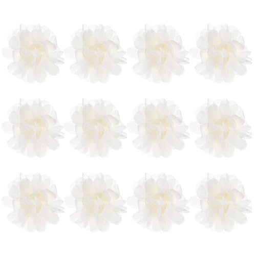 M METERXITY 12er-Pack Chiffon-Blumen 2,76 x 2,76 Zoll Mesh-Stoffblumen Volle Chiffon-Blumen Haarspangenblume für Heimdekoration/Hochzeit/Haarbänder/DIY/Party/Garten [Beige] von M METERXITY