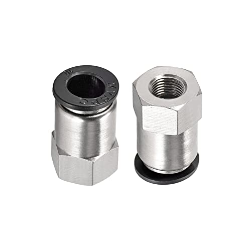 M METERXITY 2 Pack 1/8PT Druck Schloss Fitting - Gerade Verband Adapter Drücken Verbinden Beschläge Anwendung für Pneumatisch System (10mm Silber) von M METERXITY