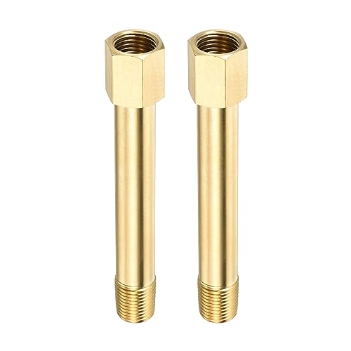 M METERXITY 2 Pack Erweiterung Anschluss Rohrleitung Fitting - Messing Sechskant Kupplung Konverter Adapter Anwendung Industriell Benutzen (G1/4 Buchse an G1/4 Männlich 100mm Golden) von M METERXITY