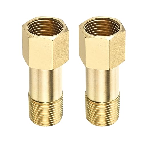 M METERXITY 2 Pack Erweiterung Anschluss Rohrleitung Fitting - Messing Sechskant Kupplung Konverter Adapter Anwendung Industriell Benutzen (G3/8 Buchse an G3/8 Männlich 50mm Golden) von M METERXITY