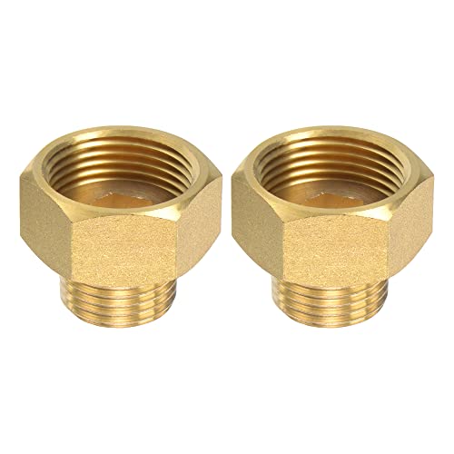 M METERXITY 2 Pack Messing G1/2 Männlich zu G3/4 Buchse Reduzierer Sechskant Rohrleitung Fitting Erweiterung Anwendung Außen/Garten/Industriell (26.5mm Länge) von M METERXITY