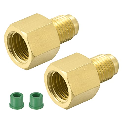 M METERXITY 2 Pack Messing Rohr Fitting Reduzierstück Adapter - Gerade Messing Adapter Dichte Verbindung Anwenden Schlauch Tank (1/4SAE männlich 1/2ACME Weiblich Gelb) von M METERXITY