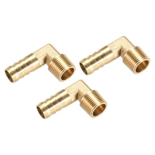 M METERXITY 2 Pack Messing Rohr Widerhaken Verschraubungen - 90° Winkel Messing 12mm Widerhaken Reduzierer Anwendung für Wasser Kraftstoff (3/8 PT Stecker Leitung) von M METERXITY