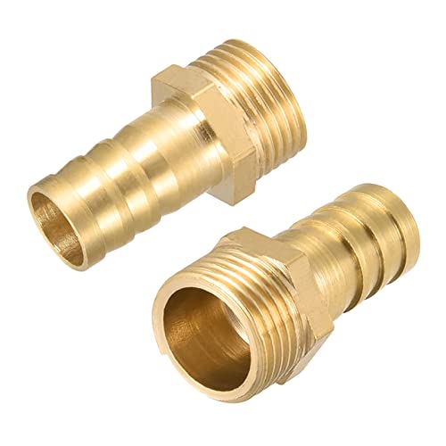 M METERXITY 2 Pack Messing Schlauch Anschlüsse - Rohr Fitting Adapter für Transport Luft Flüssigkeit Anwendbar Industrie (12mm Widerhaken x G3/8 Außengewinde Gold Ton) von M METERXITY