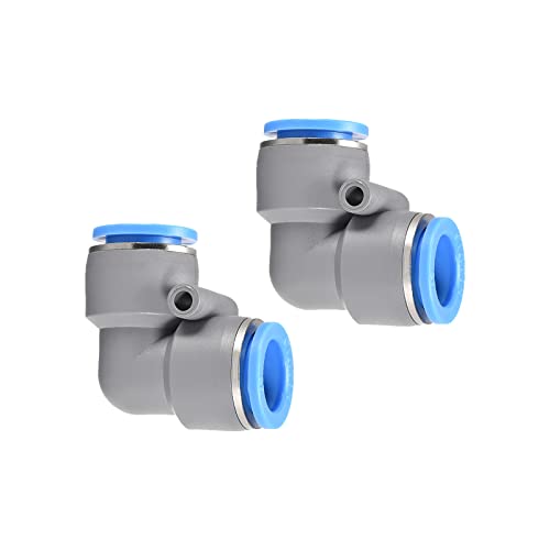 M METERXITY 2 Pack Pneumatisch Luft Winkel - 90 Grad Schieben Verbindung Luftanschlüsse Schnellverbindung Anwendung Rohrverbindung (14mm AD Grau) von M METERXITY