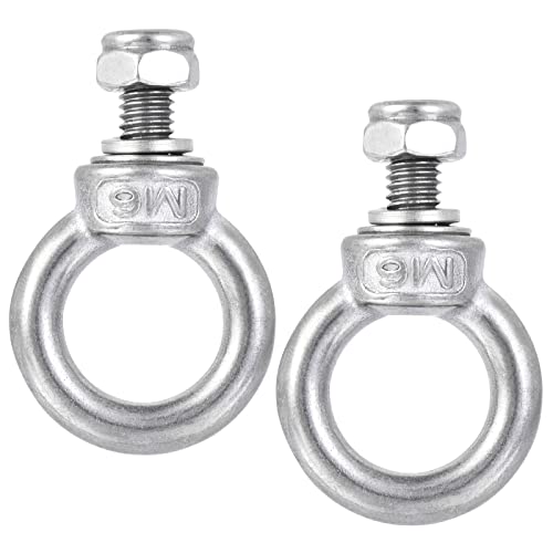 M METERXITY 2 Set Maschinen Hebeschulter Ringschraube Zaunleuchter Edelstahl Hebebolzen mit Muttern Sicherungsscheiben Flache Unterlegscheibes Drahtseile Auftragen(M6) von M METERXITY