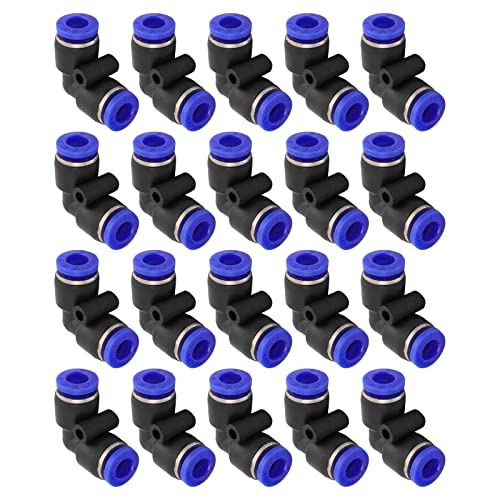 M METERXITY 20 Pack L Typ Anschluss Schieben Verbindung Luft Schlauch Fitting - für Transport Luft Wasser Anwendung Draußen/Industriell (6mm Schwarz Blau) von M METERXITY