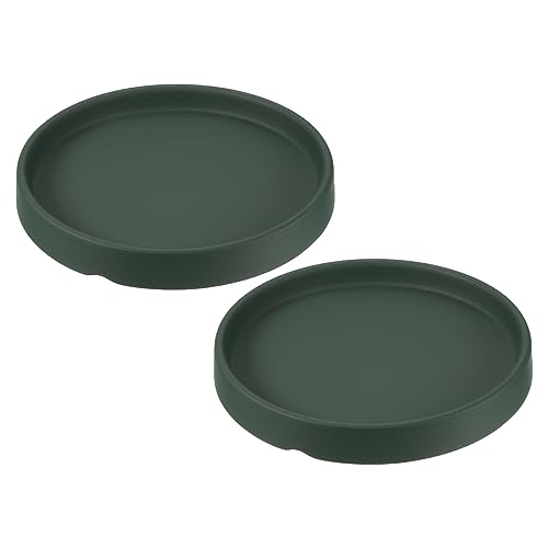 M METERXITY 2Stk Pflanzen Untersetzer – Runde Drainageschale Keramik Anbringung Pflanzgefäß Freien/Garten(4.5" Tief Grün) von M METERXITY