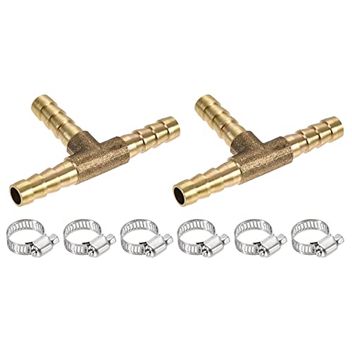 M METERXITY 2Stk Schlaucharmaturen 6mm AD Montage Rohr Verbinder Messing mit Schlauchklemmen Gilt für Wasser Kraftstoff(T Förmig 3 Wege) von M METERXITY