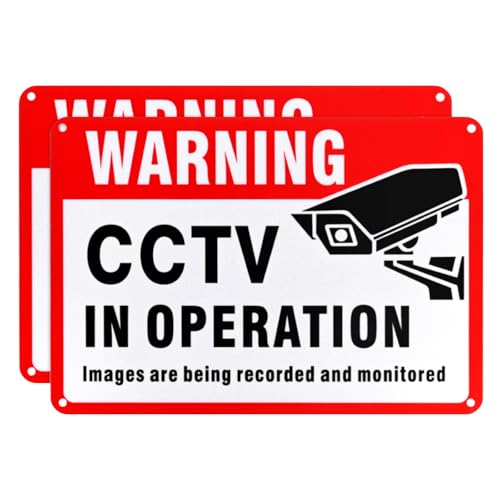 M METERXITY 2er-Pack CCTV in Betrieb Schild, 10" x 7" CCTV Audioaufnahme Aluminium Warnreflektierendes UV-Schutz Sicherheitskamera Schild für Innen- und Außenbereich von M METERXITY